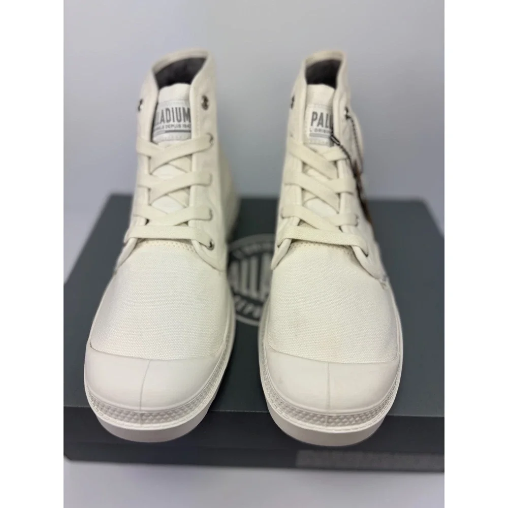Palladium Pampa Hi Womens 7 Star White Canvas Ankle Combat Boots Lug Sole